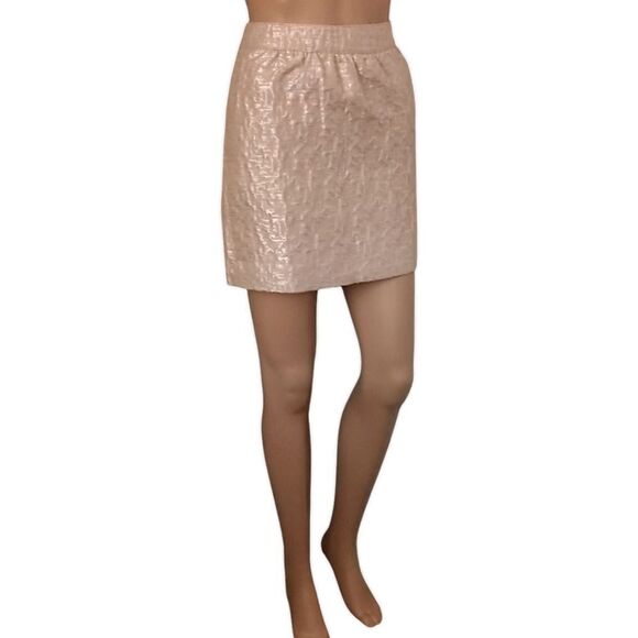 Ann Taylor Loft Mini Skirt 00P Fairy Office Corpcore Shimmery Metallic Brocade - Picture 3 of 16